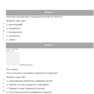Корпоративная социальная ответственность. Тест. НГУЭУ. Итоговая оценка "Отлично".