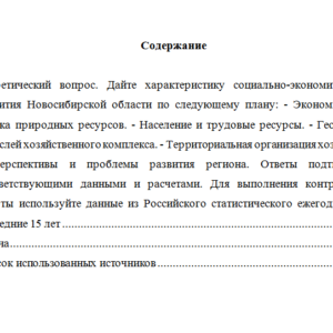Региональная экономика и управление. Вариант 1. НГУЭУ.