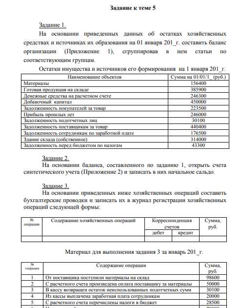 Учет и анализ. Ответ на задание к теме 5. СибУПК.
