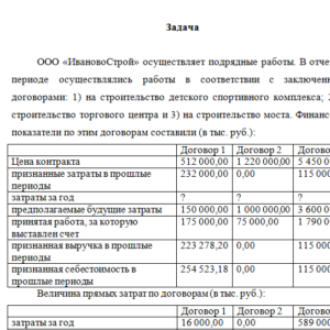 Бухгалтерский учет в строительстве. Задача.