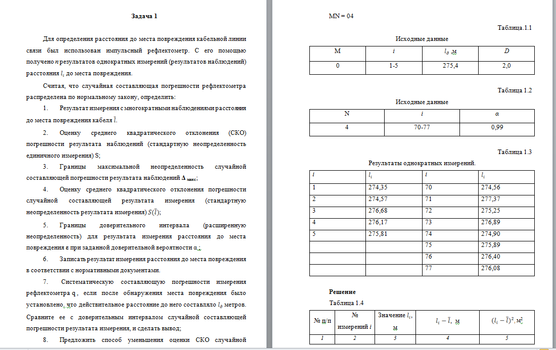 Метрология. Вариант 4.