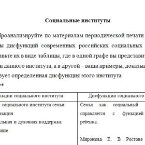 Социальные институты. Практическое задание. СибУПК.