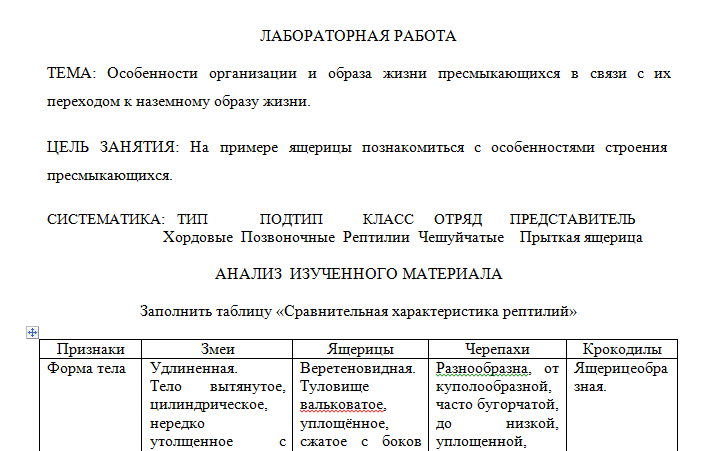 Зоология. Лабораторная работа.