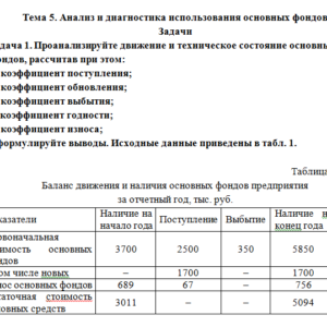 Экономический анализ. Задания к теме 5. СибУПК.