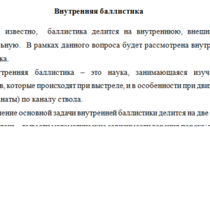 Внутренняя баллистика. Ответ на теоретический вопрос.