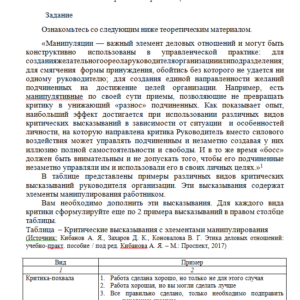 Организационное поведение. Задание к теме 8. СибУПК.