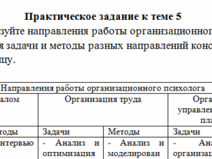 Организационная психология. Задание к теме 5. СибУПК.
