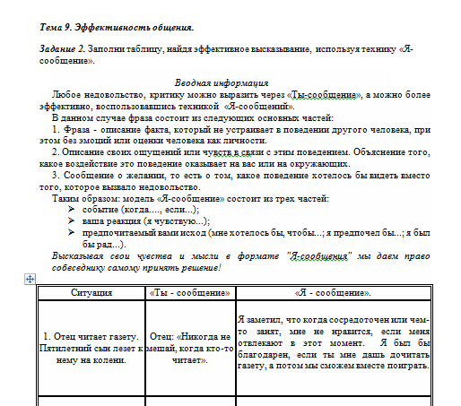 Психология общения. Задание к теме 9. СибУПК.