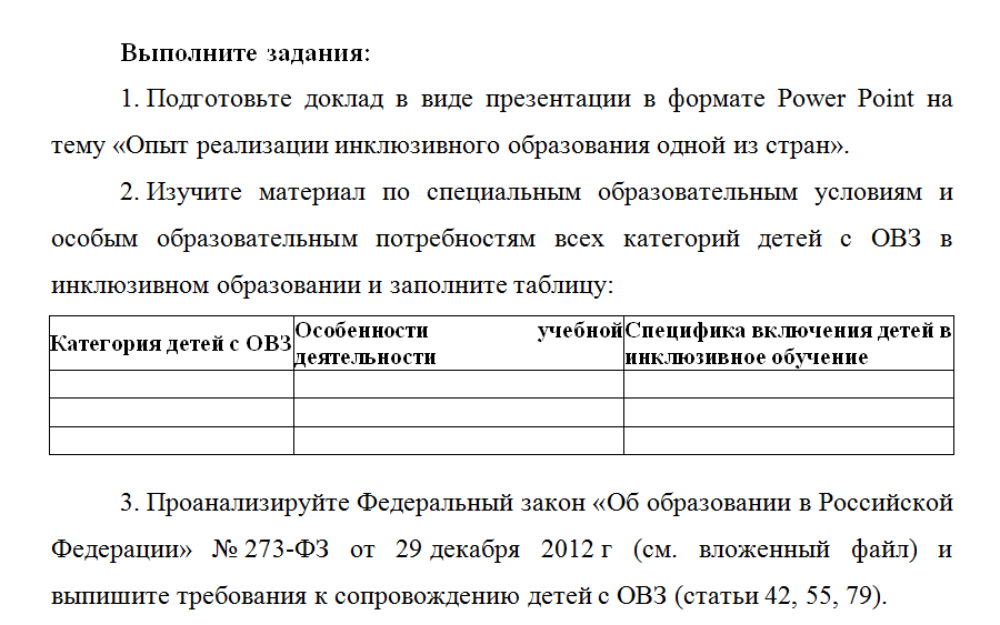 Основы инклюзивного образования. ПЗ 3. НГПУ.