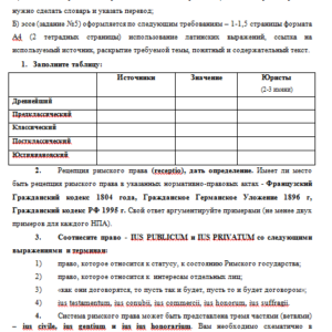 Римское право. Практическая работа.