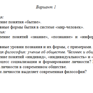 Философия. Вариант 1. Задание 2. СибУПК.
