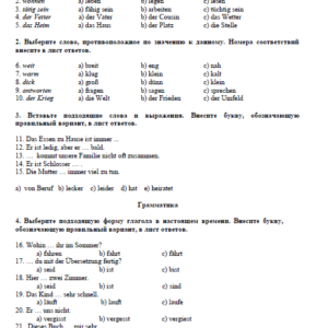 Немецкий язык. Контрольная работа 1. Вариант 3. НГУЭУ.