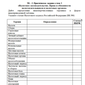 Налоги и налоговая система. Задание 1. СибУПК.
