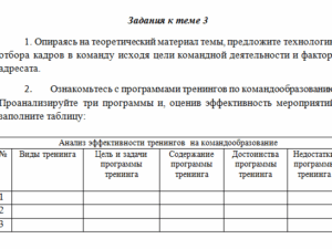Командообразование. Задание к теме 3. СибУПК.