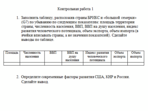 Мировая экономика и международные экономические отношения. Задание 1. СибУПК.