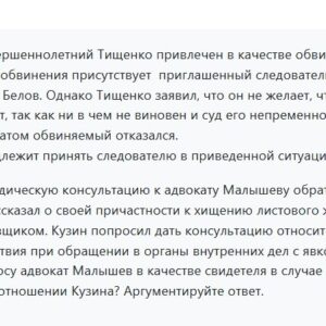Права подсудимого и участие защитника в уголовном процессе. Решение задач. СибУПК.