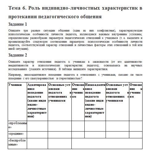 Психология педагогического общения. Ответы к ПЗ 6. НГПУ.