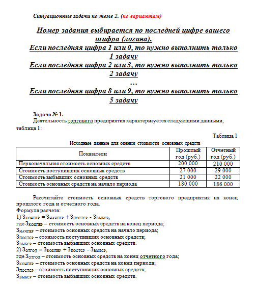 Эффективность деятельности предприятий и организаций. Тема 2. Решение задачи 1.